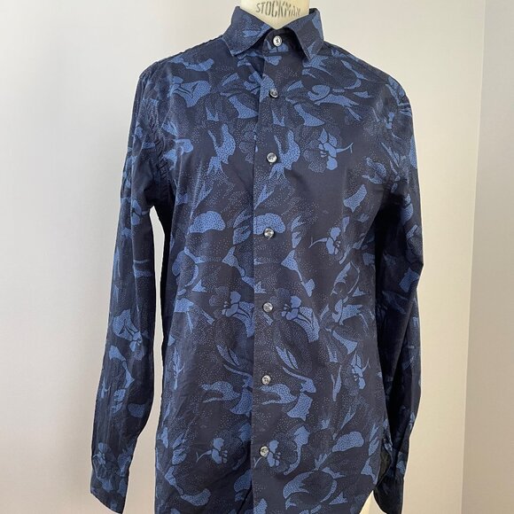 Ted Baker Black and Blue Button Down Shirt - Made in Kenya - Picture 1 of 12